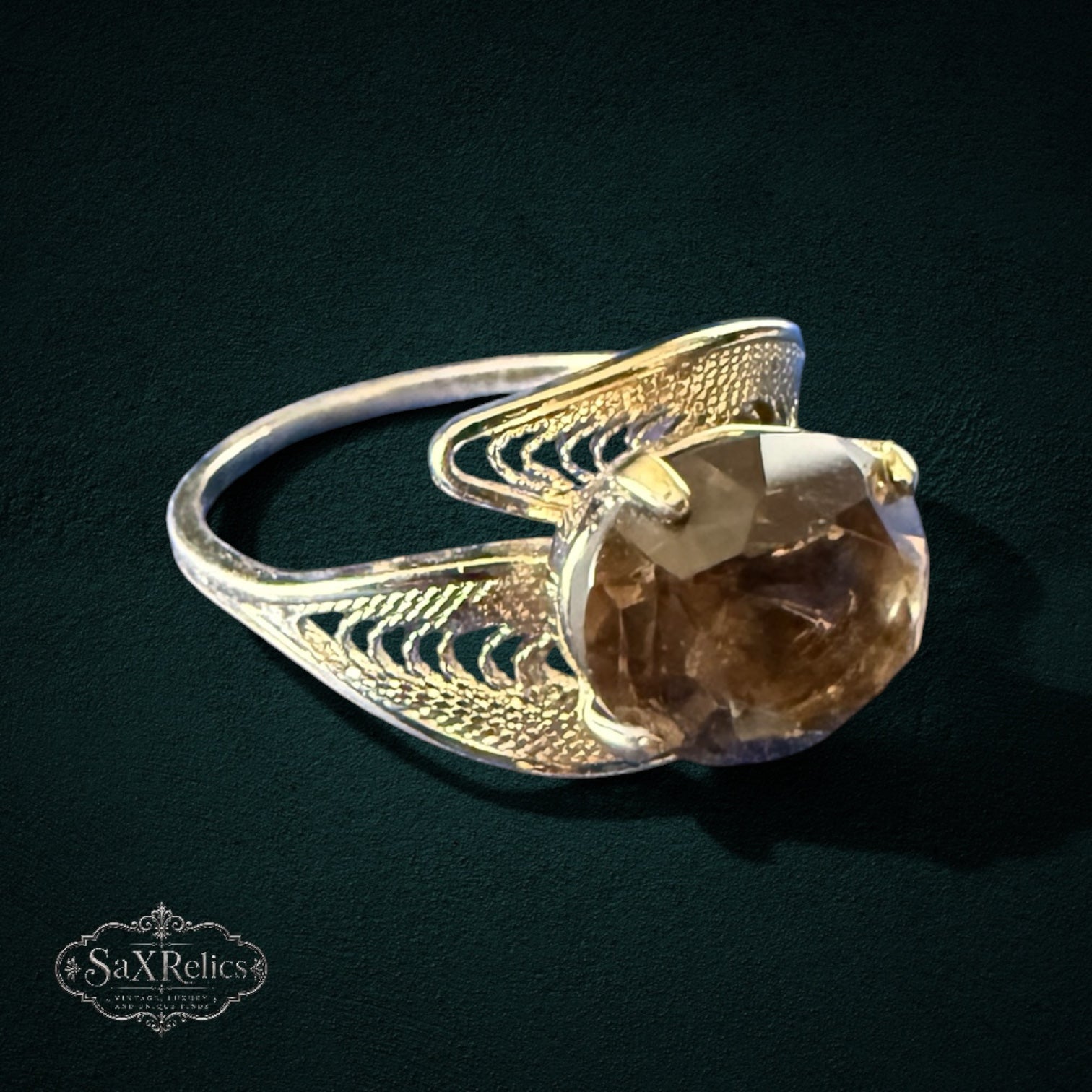 Vintage Sterling Silver Filigree Ring - Size 8