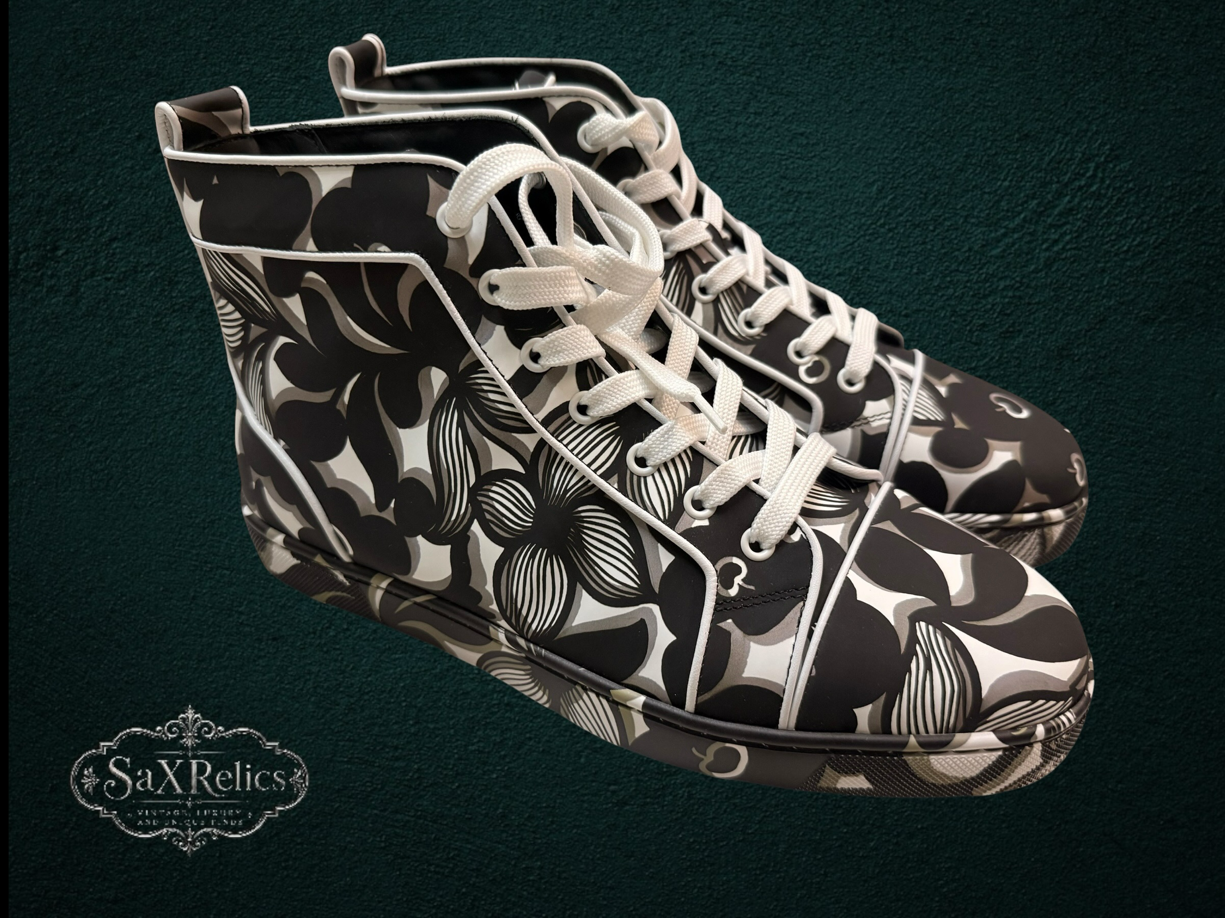 New in Box Christian Louboutin High Top Sneakers With Floral Print 9.5