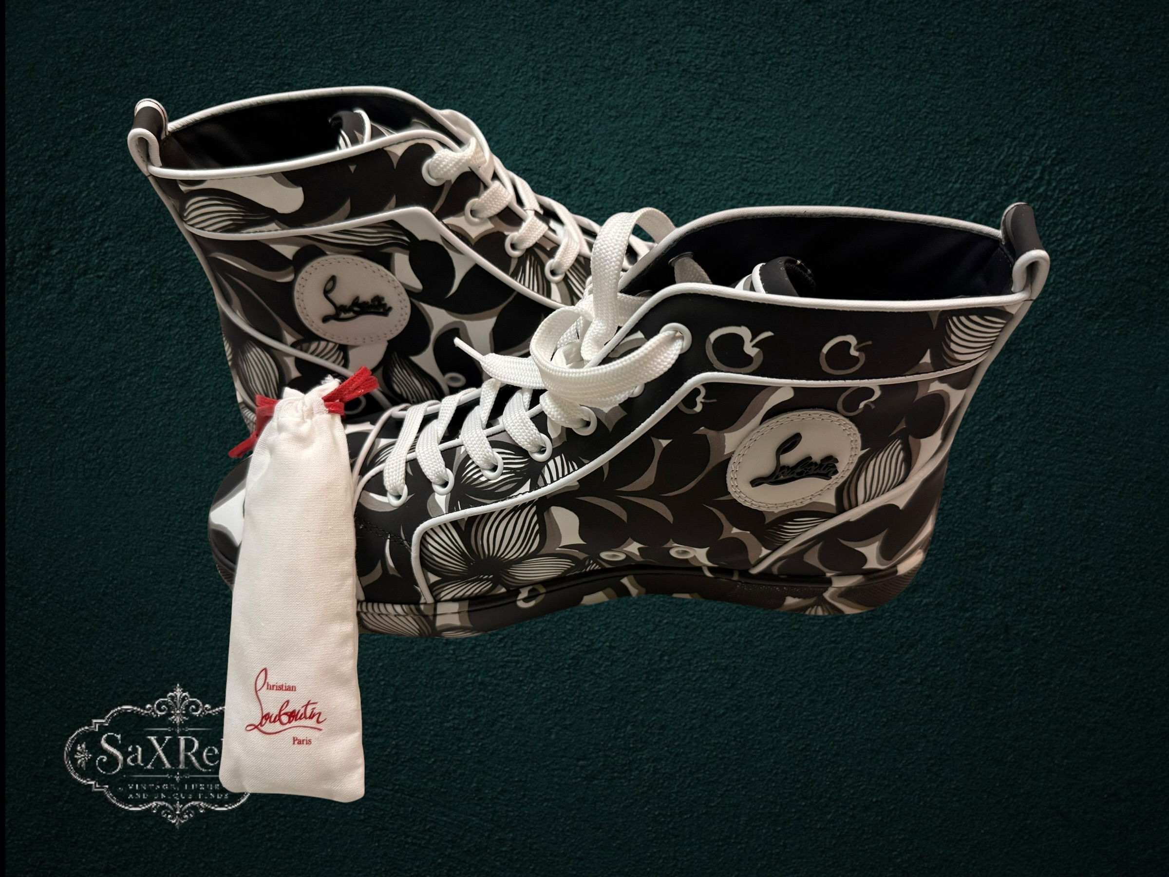 New in Box Christian Louboutin High Top Sneakers With Floral Print 9.5