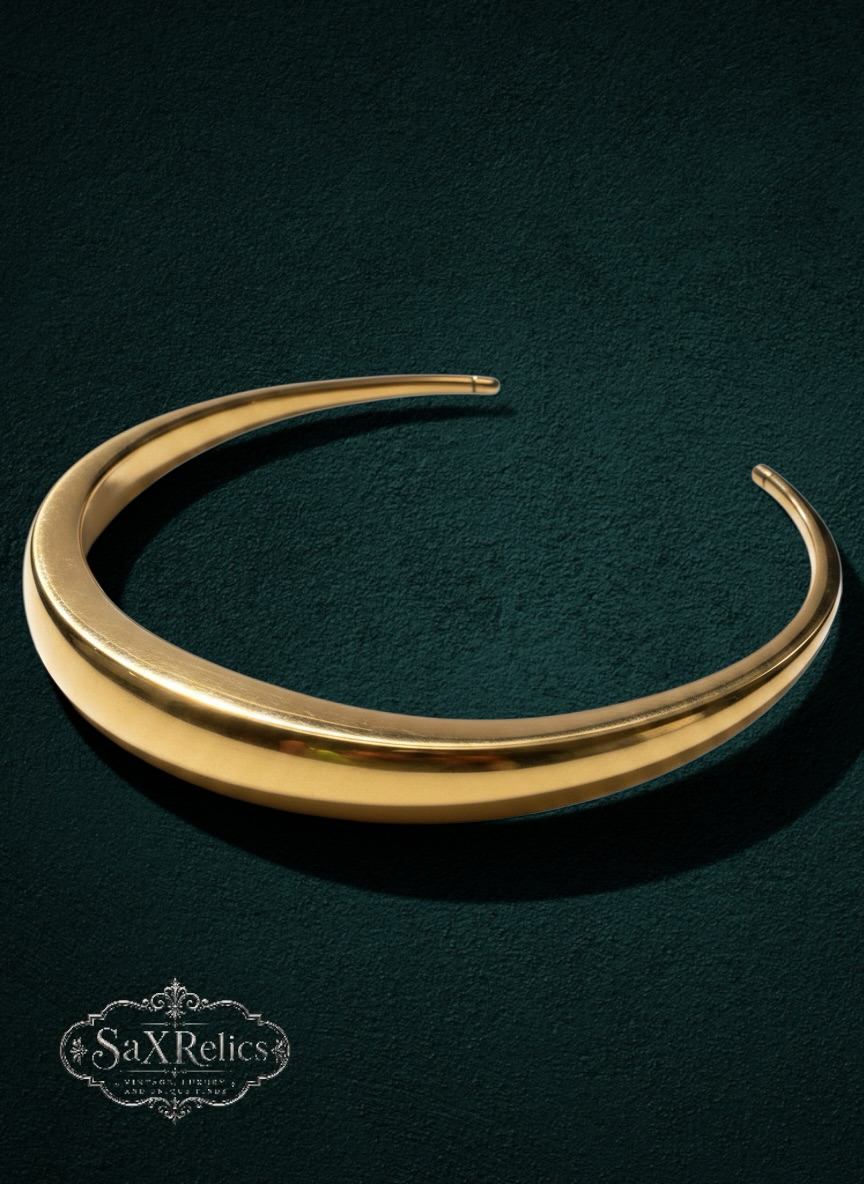 My Store MICHAEL KORS gold-tone crescent collar necklace with a polished, minimalist rigid choker design.